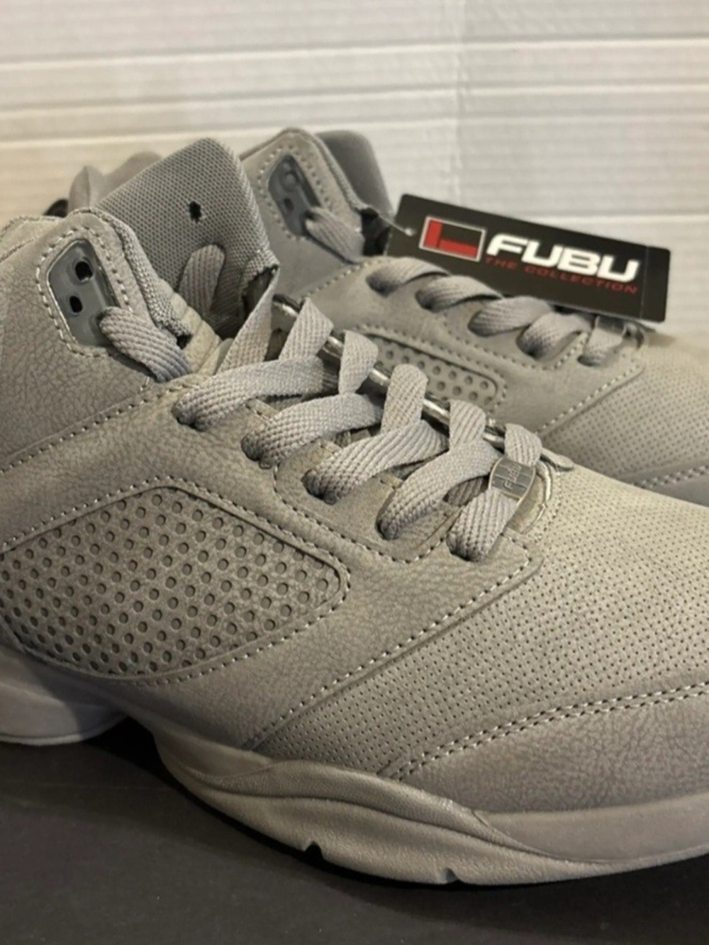 FUBU Men's All-Gray Suede Perforated Sneakers